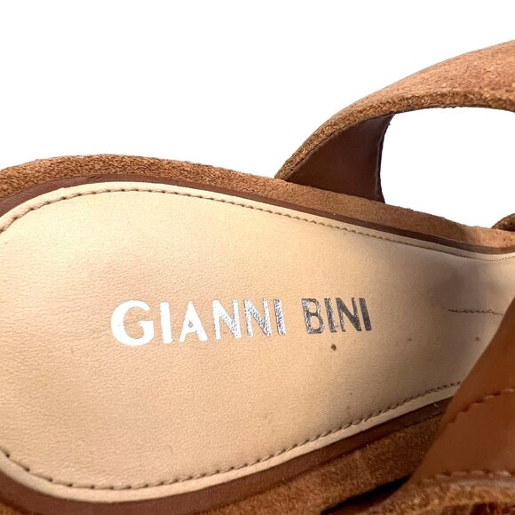 Brown Suede Open-Toe Sandals Festival Boho Concert Lace-Up Ankle Block Heel 9.5 - Picture 7 of 10